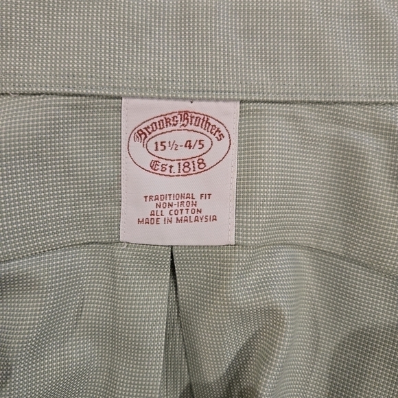 Brooks Brothers Traditional Fit Non-Iron Button Down Shirt Green Size 15.5 (Med) - Picture 4 of 11